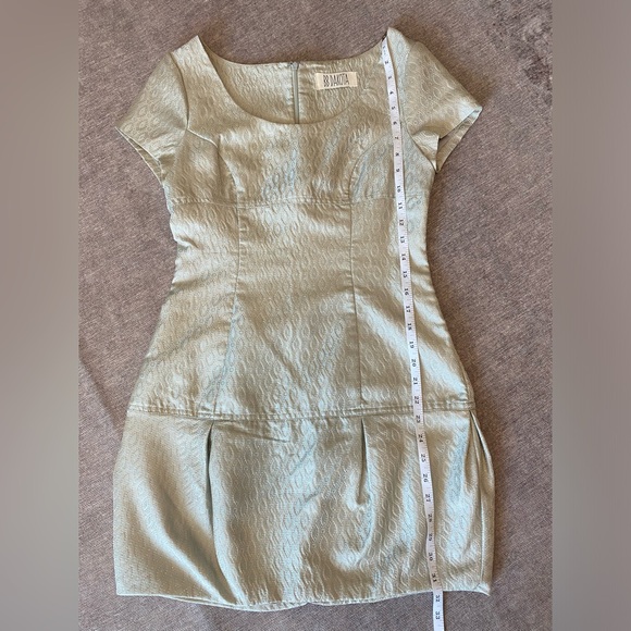 Y2K 2000s SAGE GREEN EMPIRE DROP WAIST MINI DRESS WITH SCOOP NECKLINE - Picture 13 of 15